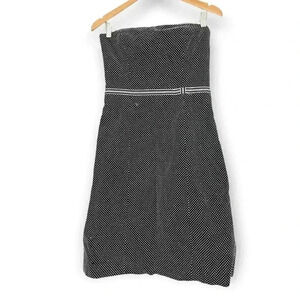 Ann Taylor Dress Black Strapless White Polka Dot Sheath Built-in Bra Size 6